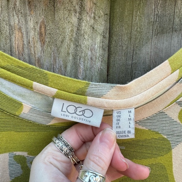 LOGO by Lori Goldstein Casual Stretch Jersey Knit Floral Summer Print Tunic Tops - Picture 6 of 10